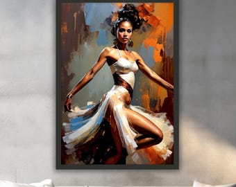 Dancer Woman Canvas Painting, Dancer Wall Painting, Woman Home Decor, Modern Artwork, Modern Wall Art, Gift, Ready to Hang Canvas Painting
