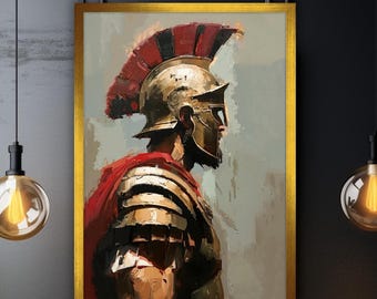 Roman Warrior Canvas Painting, Soldier Wall Painting, Home Decor, Modern Artwork, Modern Wall Art, Home Gift, Ready to Hang Canvas Painting