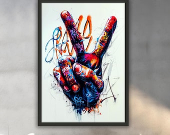 Victory Banksy Canvas Painting, Colorful Wall Painting, Banksy Home Decor, Modern Artwork, Modern Wall Art, Ready to Hang Canvas Painting