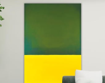 Mark Rothko Dark Green and Yellow Canvas Painting, Mark Rothko Wall Painting, Decor, Artwork, Wall Art, Gift, Ready to Hang Canvas Painting