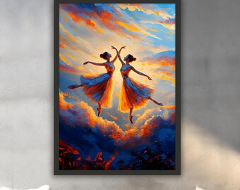 Canvas schilderij ballerina's, muurschilderij ballerina, decor danser, huisdecor danser, moderne kunstwerken, moderne muurkunst, cadeau, klaar om op te hangen canvas schilderij