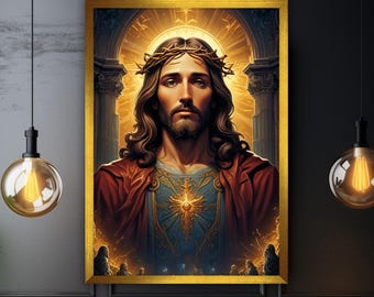 Jesus Canvas Painting, Christian Wall Painting, Christian Home Decor, Modern Artwork, Modern Wall Art, Gift, Ready to Hang Canvas Painting