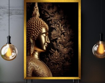 Buddhism Buddha Canvas Painting, Buddhism Wall Painting, Buddha Home Decor, Modern Artwork, Wall Art, Gift, Ready to Hang Canvas Painting