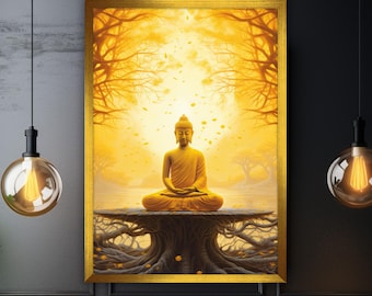 Buddha Canvas Painting, Buddhism Wall Painting, Buddha Home Decor, Modern Artwork, Modern Wall Art, Home Gift, Ready to Hang Canvas Painting