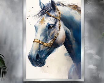 Paard ingelijst canvas schilderij, paard muurschilderij, decor dierenhuis, moderne kunstwerken, moderne muurkunst, cadeau, klaar om op te hangen canvas schilderij