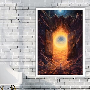 Peinture sur toile voyage astral, peinture murale ésotérique, décoration d'intérieur astrologie, art mural moderne, cadeau pour la maison, peinture sur toile prête à accrocher