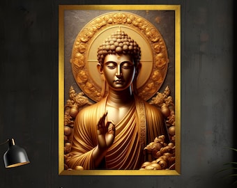 Buddha Canvas Painting, Buddhism Wall Painting, Buddha Home Decor, Modern Artwork, Modern Wall Art, Home Gift, Ready to Hang Canvas Painting