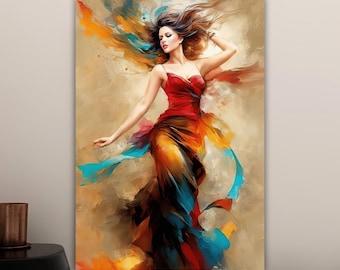 Woman in Dress Canvas Painting, Woman Wall Painting, Fashion Home Decor, Modern Artwork, Wall Art, Home Gift, Ready to Hang Canvas Painting