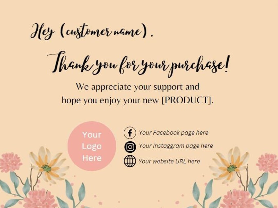 Floral Business Thank You Card Template - Etsy