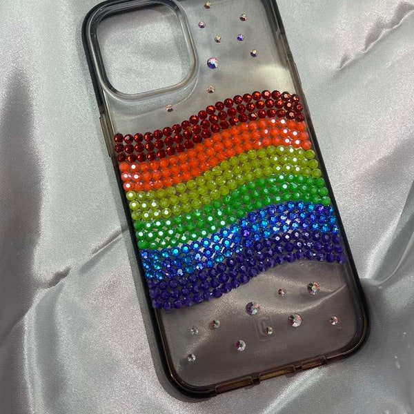 Bling Swarovski Crystal Rhinestone Diamond Clear Case For iPhone Personalized Phone Case For iPhone Plus X XR XS 11 12 13 14 15 ProMax LGBT