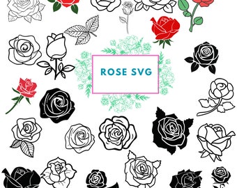 Rose Svg | Fleur svg | Svg floral | Clipart rose | Fichiers SVG pour cricut | Rose png | roses | Svg amour | tatouage svg | vecteur svg rose | svg