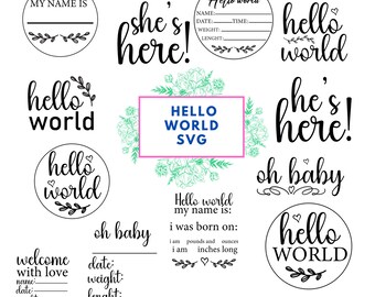 Baby Ankündigung svg | Baby Stat Zeichen svg | hallo world svg | Willkommen Baby svg | Geburt stats svg | Neugeborenen Zeichen svg | Baby svg | Geburt svg