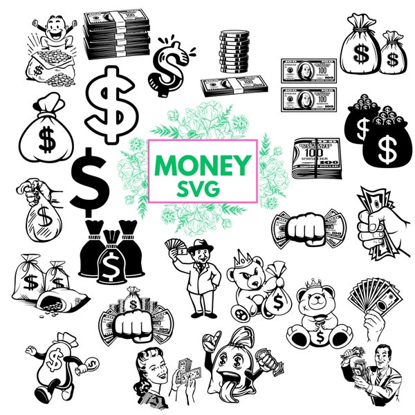 Money Svg, Money Png, Money Background, Bitcoin Svg, Wallet Svg, Money Digital Paper, 100 Dollar Bill Png, Entrepreneur Svg, Cash Svg