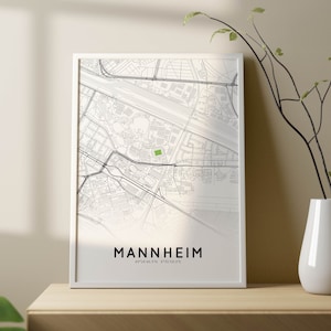 Stadtkarten-Poster von Mannheim mit Carl-Benz-Stadion von Waldhof Mannheim (Stadtplan Mannheim)