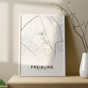 Stadtkarten-Poster von Freiburg mit Europa-Park-Stadion | Stadtplan Freiburg