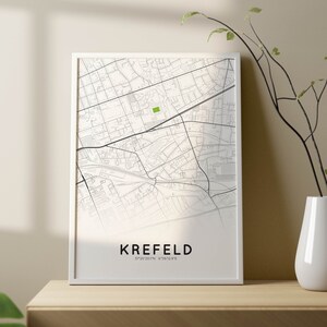 Stadtkarten-Poster von Krefeld mit Grotenburg-Stadion | Stadtplan Krefeld