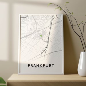 Stadtkarten-Poster für Fans von Eintracht Frankfurt mit Stadiongrundriss des DEUTSCHE BANK PARKs | Stadion Karte Frankfurt