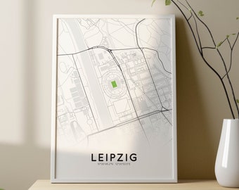 Stadtkarten-Poster von Leipzig mit Red Bull Arena | Stadtplan Leipzig