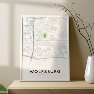 Stadsplattegrondposter van Wolfsburg met stadion (stadsplan Wolfsburg)