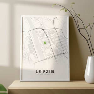 Stadsplattegrondposter van Leipzig met Red Bull Arena | Plattegrond van de stad Leipzig
