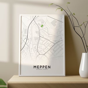 Stadtkarten-Poster von Meppen mit Stadion des SV Meppen | Stadtplan Meppen