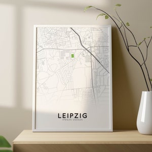 Stadtkarten-Poster von Leipzig-Prostheida mit Stadion von Lok Leipzig | Stadtplan Leipzig