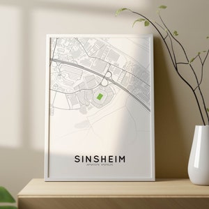 Stadtkarten-Poster von Sinsheim mit Stadion der TSG Hoffenheim