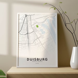 Stadtkarten-Poster von Duisburg mit Wedaustadion vom MSV Duisburg | Stadtplan Duisburg