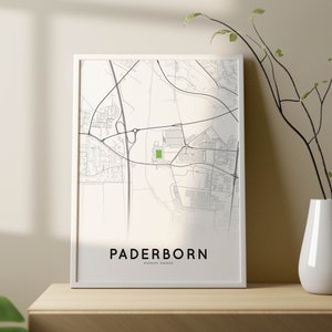 Stadsplattegrondposter van Paderborn met stadion SC Paderborn | Stadsplattegrond Paderborn