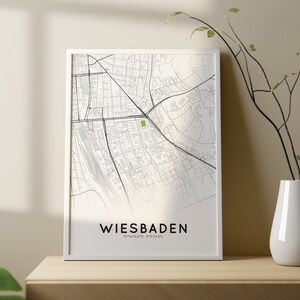 Stadtkarten-Poster von Wiesbaden mit Stadion (Stadtplan Wiesbaden)