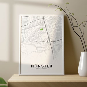 Stadtkarten-Poster von Münster mit Preußenstadion | Stadtplan Münster