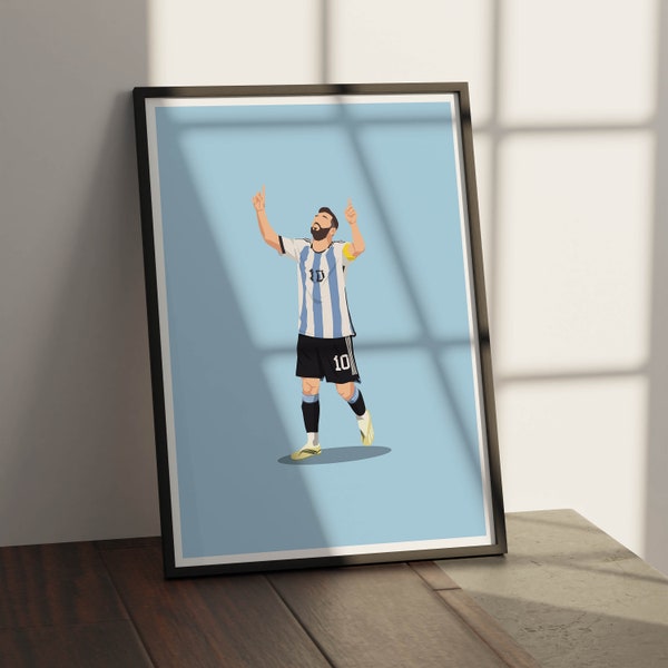 Messi gewinnt die Weltmeisterschaft, minimalistisches Fußball Poster