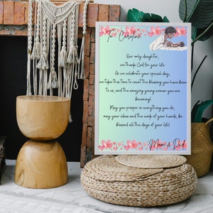 Tarjeta de celebración personalizada para hija única png, tarjeta plana de cumpleaños digital para hija, tarjeta cristiana, tarjeta de nacimiento sincera para ella