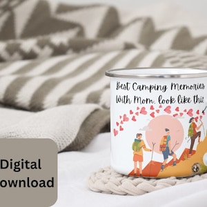 Diario de campamento digital: recuerdos para mamá, tarjeta electrónica del Día de la Madre, regalo instantáneo en formato SVG para la abuela para el Día de la Madre, tarjeta plana descargable para el Día de la Madre.