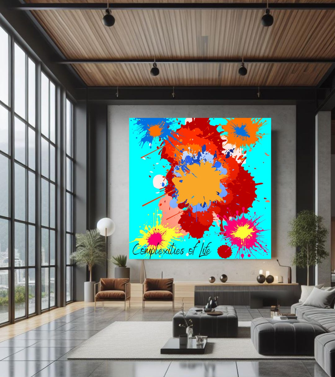 Abstract Paint Splatter Art Print: Colorful Home Decor (digital ...
