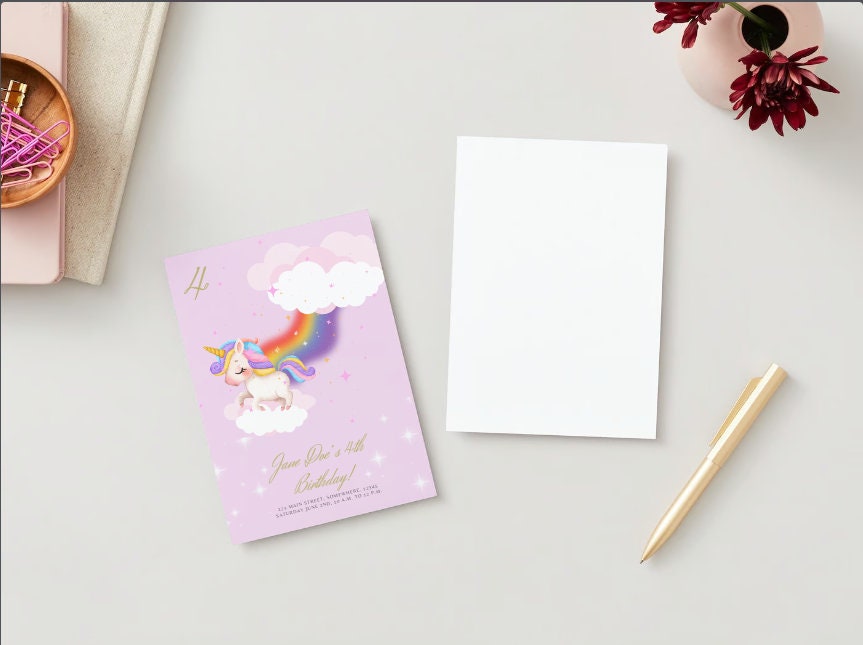Unicorn Printable Invitation - Etsy