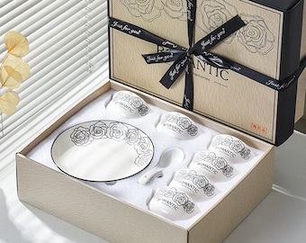 Elegant Floral Ceramic Dining Set | 'Romantic' Collection with Gift Packaging｜Plate Bowl Gift Set｜TableWare
