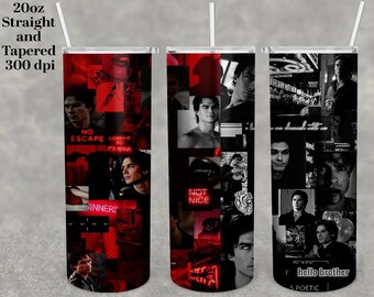 Damon Salvatore Gobelet 20 oz Skinny | Point | Conceptions de sublimation Tumbler, emballage complet de Tumbler, téléchargements numériques| png