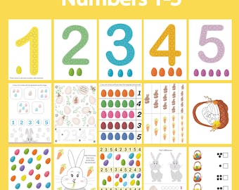 Tareas de conteo de Pascua para niños: Juegos de matemáticas (Descarga digital)