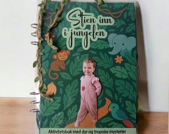 Libro de aventuras personalizado en la jungla: Libro de actividades con fotos personalizado