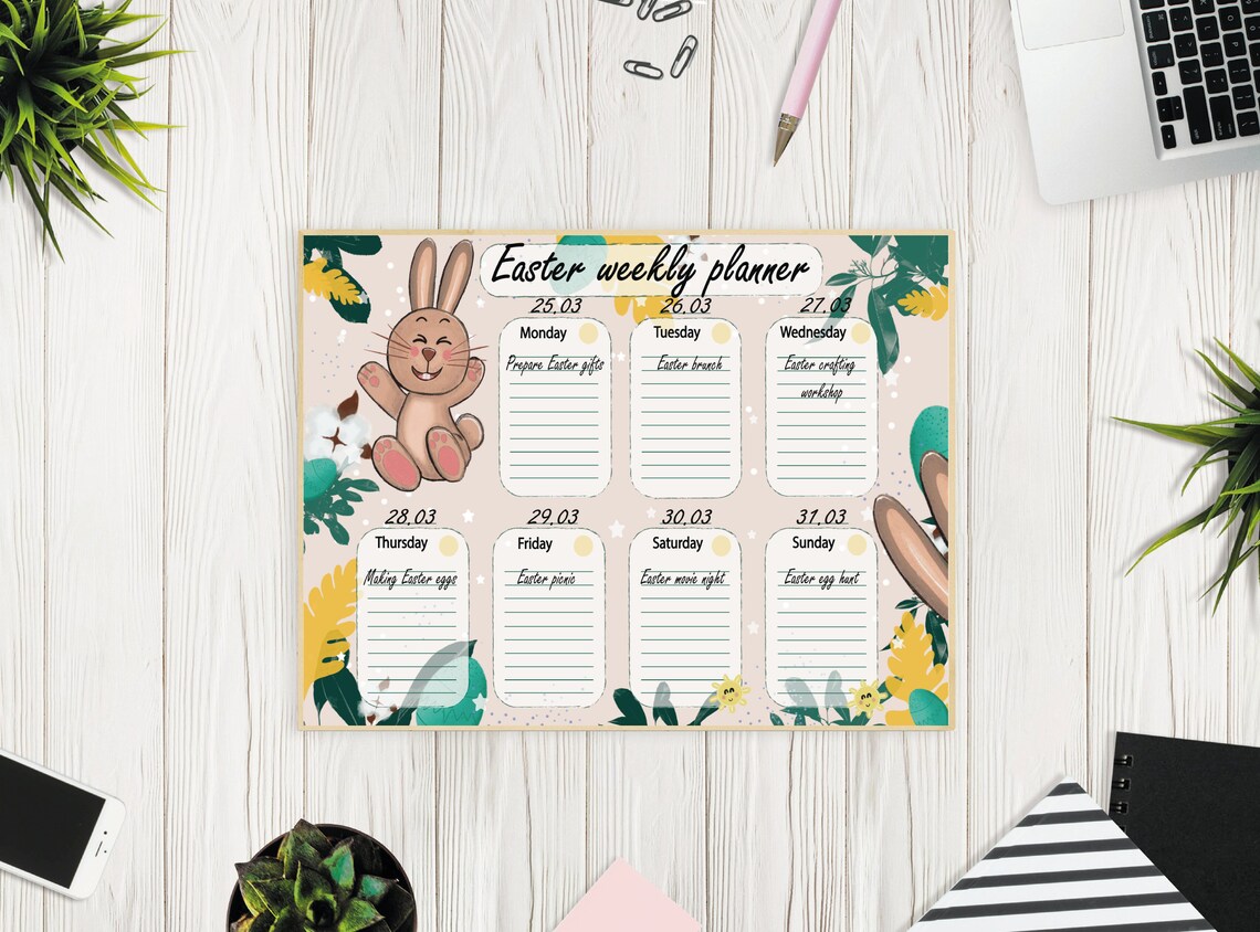 Easter Week Timetable Easter Day and Week Planner for Kids - Etsy
