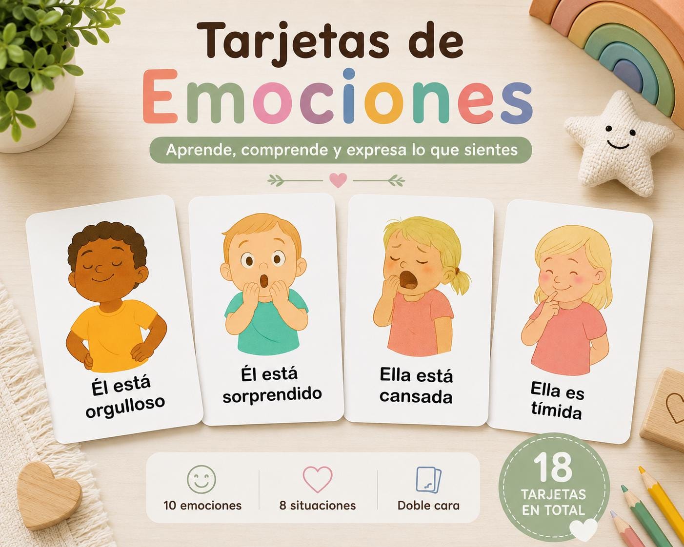 Tarjetas De Emociones En Español Para Niños | Spanish Emotions ...