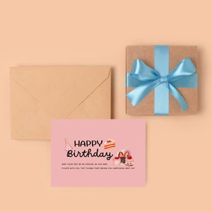 Tarjeta de felicitación Slice Cake / Tarjeta de felicitación de feliz cumpleaños / Mejores deseos cumpleaños / Descarga digital / Descarga instantánea / Arte imprimible