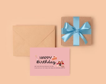 de voeux de gâteau en tranches | Carte de voeux de joyeux anniversaire | Meilleurs voeux d'anniversaire | Téléchargement numérique | Téléchargement instantané | Art imprimable
