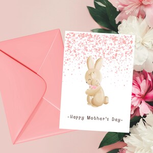 Happy Mother’s Day Greeting Card | Cute Rabbit Printable Card | Digital Download | Instant Download | Printable Card | Printable Blank Card