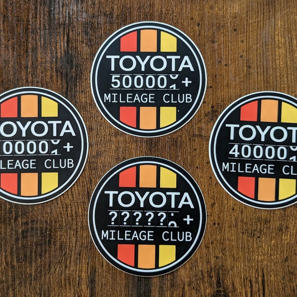 Toyota Mileage Club Vinyl Sticker / Car Decal - Japanese Vintage Retro Landcruiser   Tacoma Tundra TRD 4Runnner FJ Cruiser SR5 Hilux 4WD 4X4