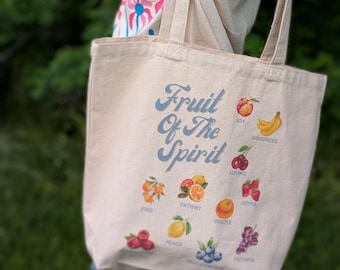 Bolsa de lona cristiana "Fruto del Espíritu", regalo de fe