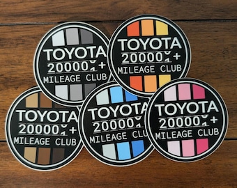 Adhesivo de vinilo del Club de Kilometraje de Toyota - Estilo retro vintage japonés para Land Cruiser, Tacoma, Tundra TRD, 4Runner, FJ Cruiser SR5 y Hilux 4x4