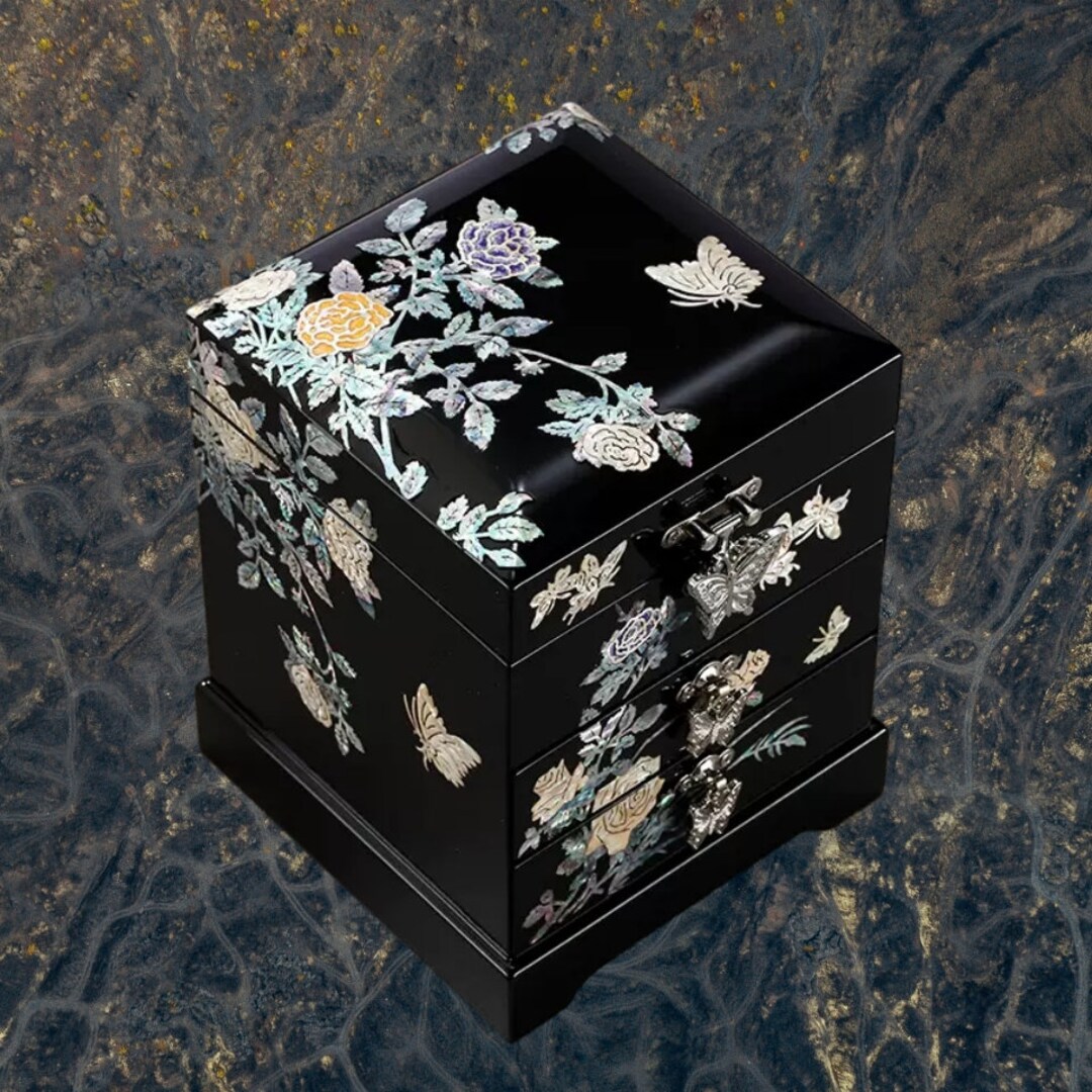 Jewelry Box Rose in the Evening Casket Mother-of-pearl Inlay Hand ...
