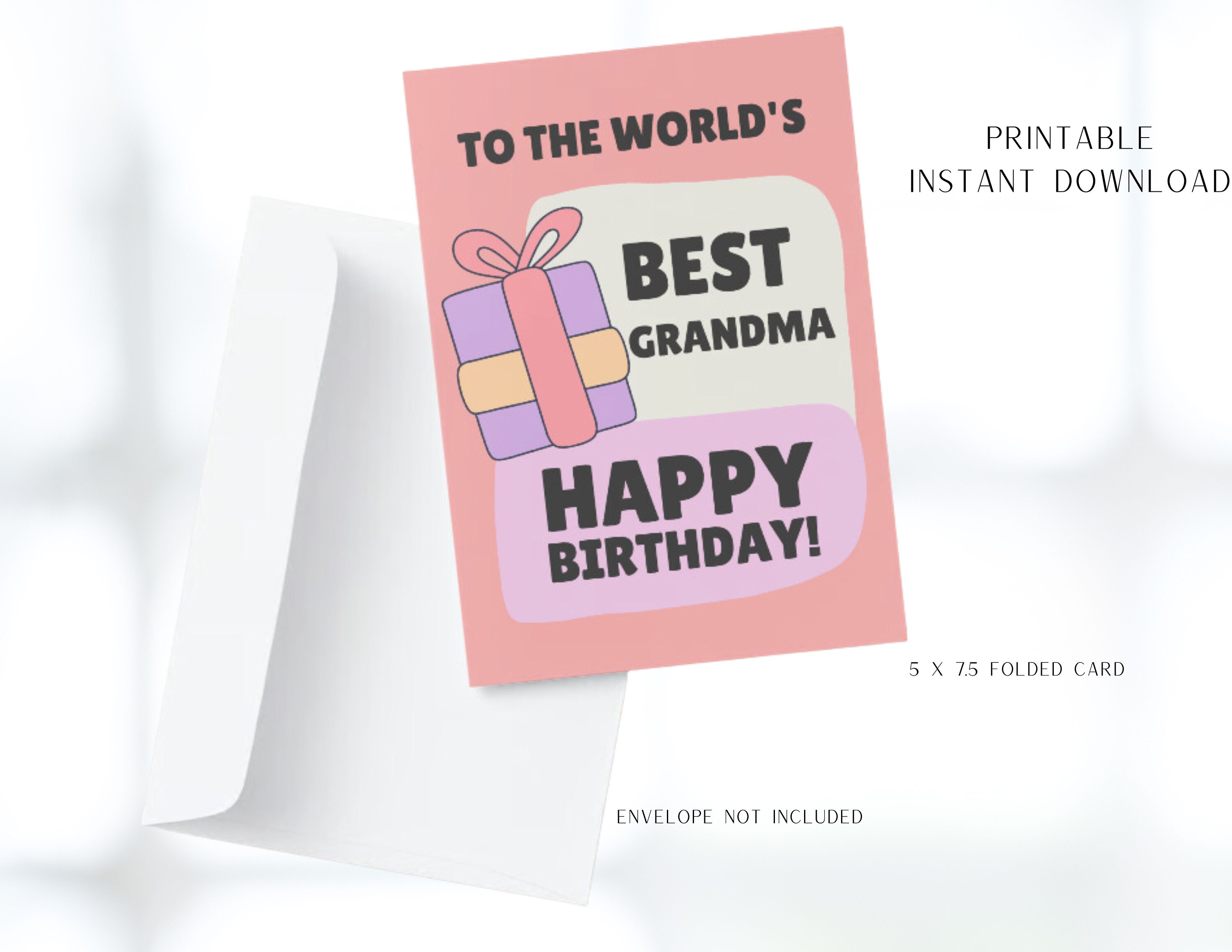 Grandma Birthday Card, Printable Happy Birthday Card, Instant Download ...